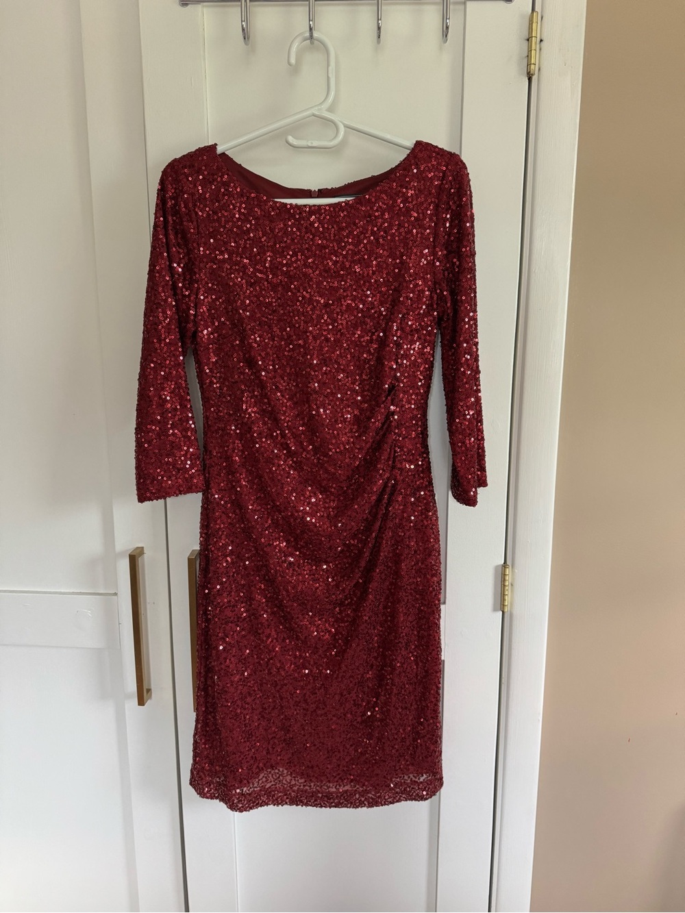 Jessica Howard Red Sequin Long Sleeve Cocktail Dress